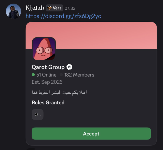 Example: a Discord invite preview showing "Roles Granted" before joining